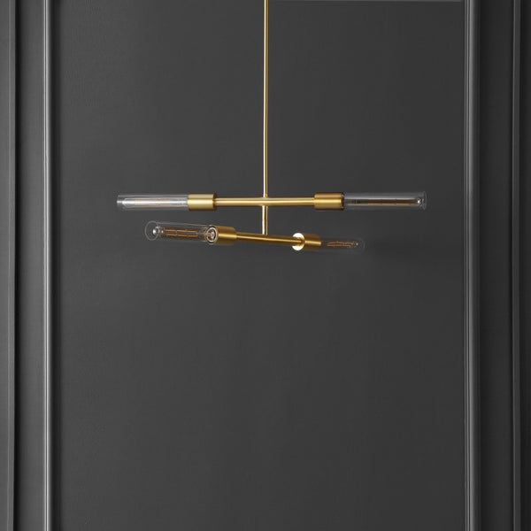 Safavieh CRONOS, 4-Light Adjustable Pendant - Elegant Brass & Clear Glass Design for Modern Home Décor PND4180A
