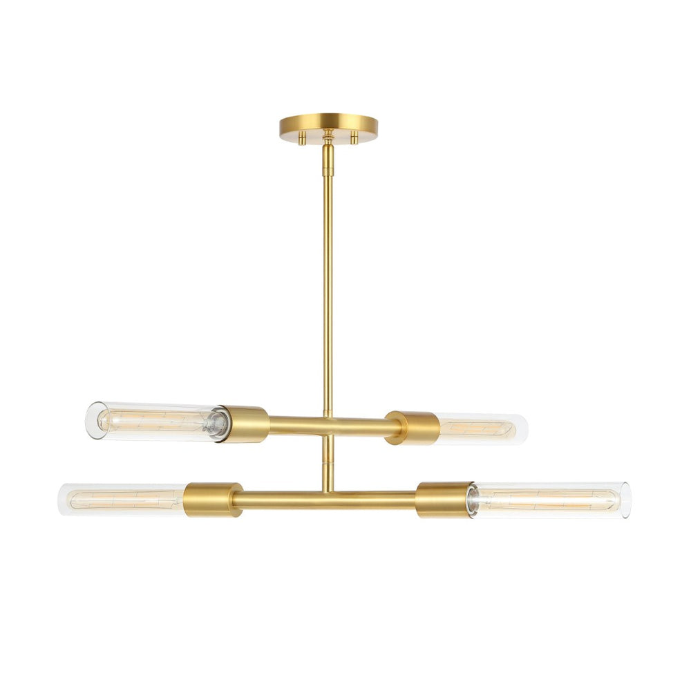 Safavieh CRONOS, 4-Light Adjustable Pendant - Elegant Brass & Clear Glass Design for Modern Home Décor PND4180A