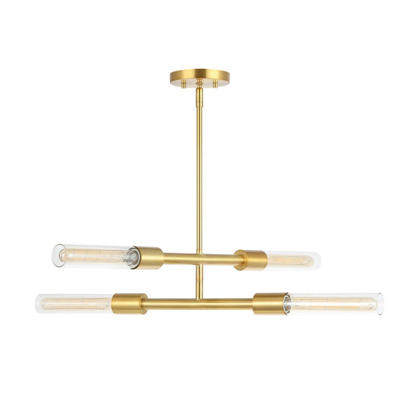 Safavieh CRONOS, 4-Light Adjustable Pendant - Elegant Brass & Clear Glass Design for Modern Home Décor PND4180A