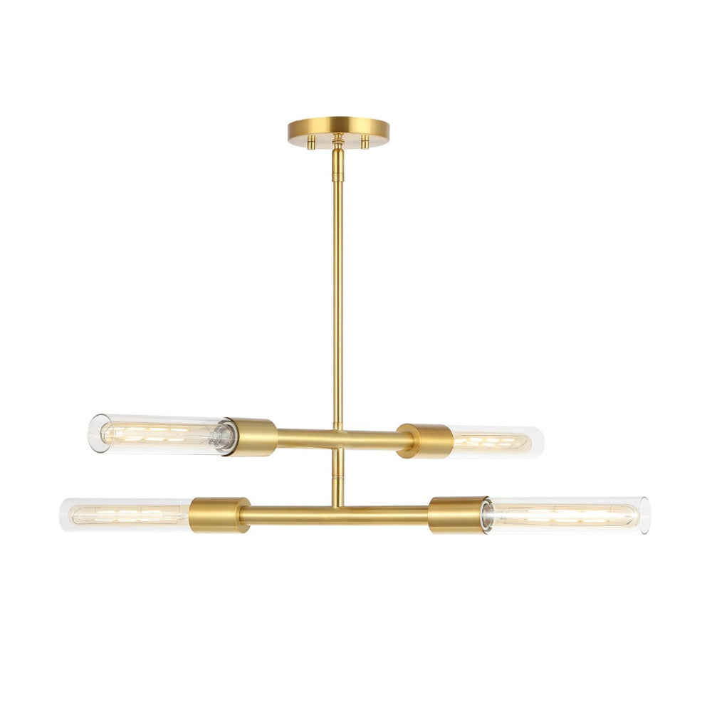 Safavieh CRONOS, 4-Light Adjustable Pendant - Elegant Brass & Clear Glass Design for Modern Home Décor PND4180A