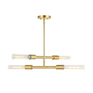 Safavieh CRONOS, 4-Light Adjustable Pendant - Elegant Brass & Clear Glass Design for Modern Home Décor PND4180A