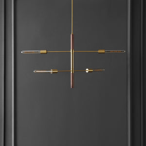 Safavieh VICEROY, 4-Light Extendable Pendant in Brass & Walnut – Stylish Iron & Wood Fixture for Any Space PND4181A