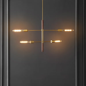 Safavieh VICEROY, 4-Light Extendable Pendant in Brass & Walnut – Stylish Iron & Wood Fixture for Any Space PND4181A
