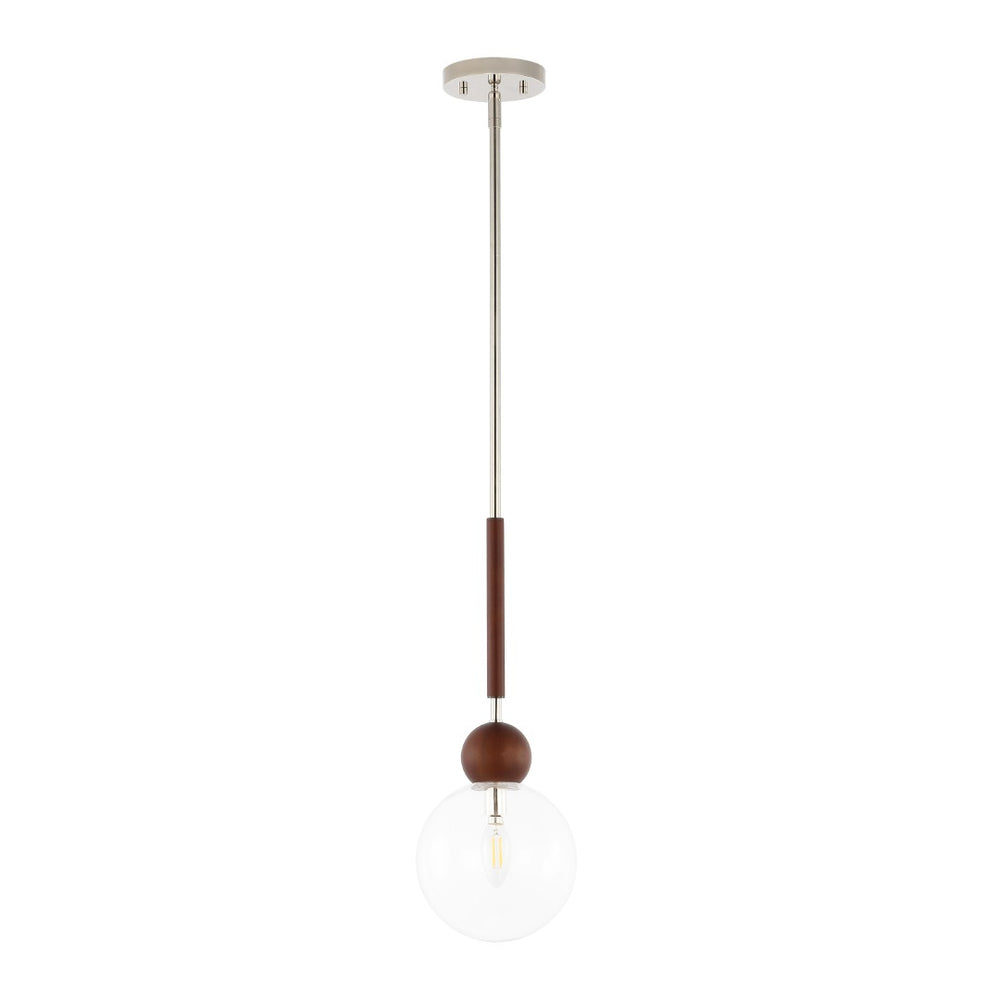 Safavieh ROXORA, 7-Inch Dark Walnut & Nickel Extendable Pendant Light - Modern Iron & Wood Elegance PND4182A