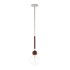 Safavieh ROXORA, 7-Inch Dark Walnut & Nickel Extendable Pendant Light - Modern Iron & Wood Elegance PND4182A