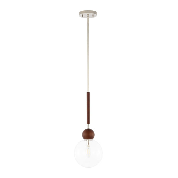 Safavieh ROXORA, 7-Inch Dark Walnut & Nickel Extendable Pendant Light - Modern Iron & Wood Elegance PND4182A
