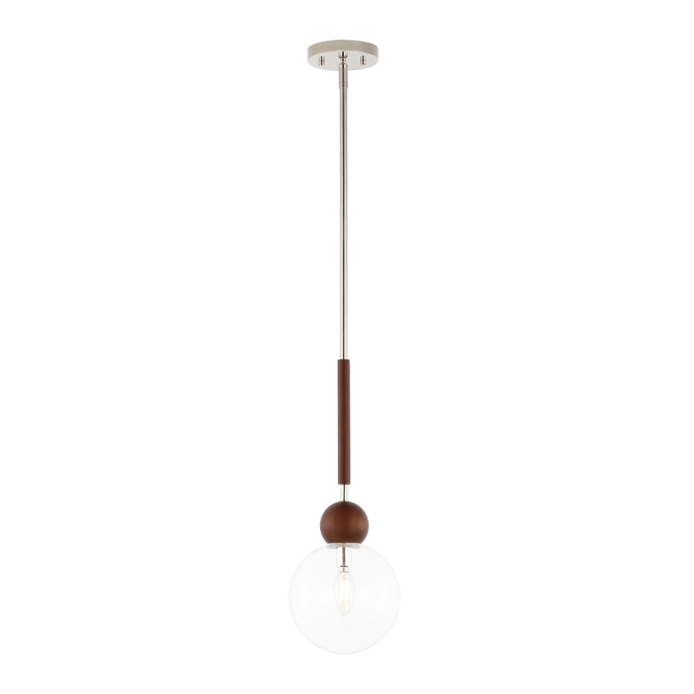 Safavieh ROXORA, 7-Inch Dark Walnut & Nickel Extendable Pendant Light - Modern Iron & Wood Elegance PND4182A
