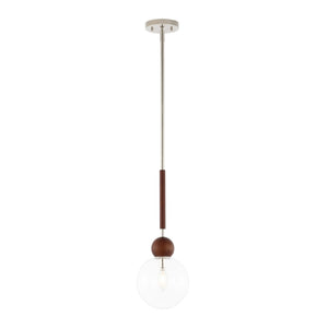 Safavieh ROXORA, 7-Inch Dark Walnut & Nickel Extendable Pendant Light - Modern Iron & Wood Elegance PND4182A