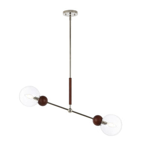 Safavieh ROCKY, 2-Light Extendable Pendant - Dark Walnut & Nickel, Adjustable Height for Modern Spaces PND4183A
