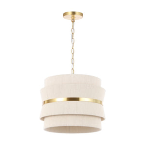 Safavieh Willa, 3 Light, 16 Inch, Natural/Brass, Rope/Metal Pendant PND4184A
