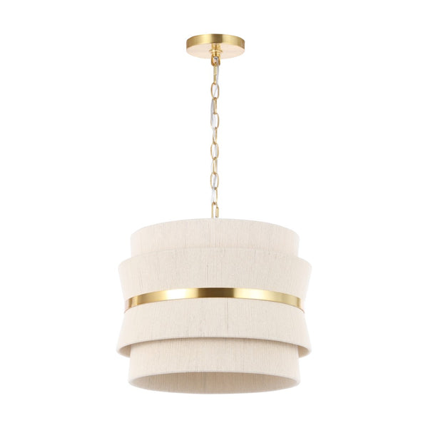 Safavieh Willa, 3 Light, 16 Inch, Natural/Brass, Rope/Metal Pendant PND4184A
