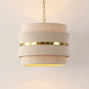 Safavieh Willa, 3 Light, 16 Inch, Natural/Brass, Rope/Metal Pendant PND4184A