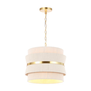 Safavieh Willa, 3 Light, 16 Inch, Natural/Brass, Rope/Metal Pendant PND4184A