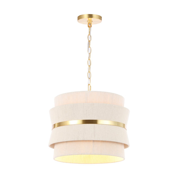 Safavieh Willa, 3 Light, 16 Inch, Natural/Brass, Rope/Metal Pendant PND4184A