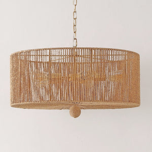 Safavieh MAMBA, 5-Light Extendable Pendant, 24-Inch Natural Paper Rope & Gold Iron for Elegant Lighting Design PND4186A