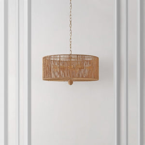 Safavieh MAMBA, 5-Light Extendable Pendant, 24-Inch Natural Paper Rope & Gold Iron for Elegant Lighting Design PND4186A