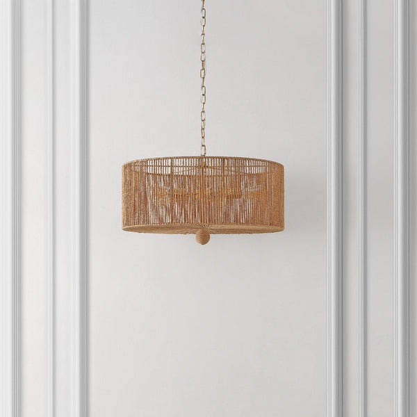 Safavieh MAMBA, 5-Light Extendable Pendant, 24-Inch Natural Paper Rope & Gold Iron for Elegant Lighting Design PND4186A