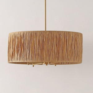 Safavieh COLESSA, 5-Light Extendable Pendant - Natural & Gold Paper Lafite Grass for Warm Ambient Lighting PND4187A
