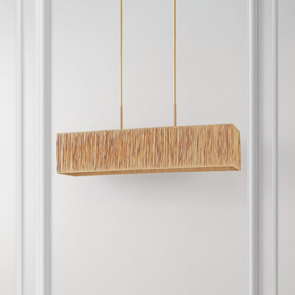 Safavieh AMANGIRI, 5-Light Extendable Pendant - Natural Grass & Gold Accents for Timeless Home Elegance PND4188A