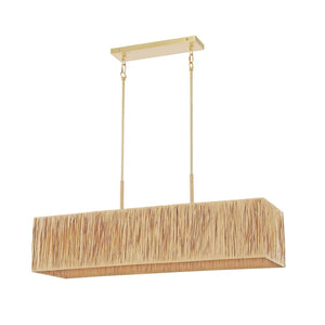Safavieh AMANGIRI, 5-Light Extendable Pendant - Natural Grass & Gold Accents for Timeless Home Elegance PND4188A