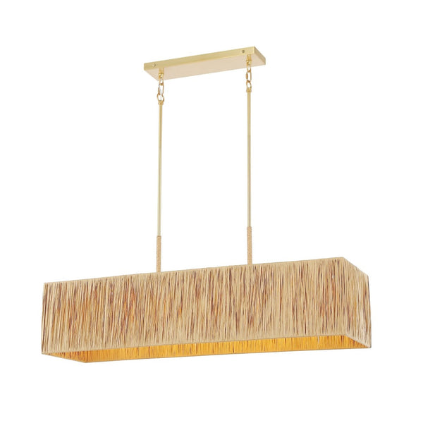 Safavieh AMANGIRI, 5-Light Extendable Pendant - Natural Grass & Gold Accents for Timeless Home Elegance PND4188A