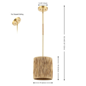 Safavieh SAIJA, 9-Inch Adjustable Pendant Light in Natural Gold - Modern Organic Design for Any Space PND4189A