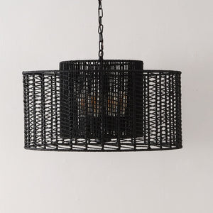 Safavieh BRYNORA, 4-Light Extendable Pendant with Paper Rope Accent for Versatile, Stylish Interior Lighting Black PND4190B