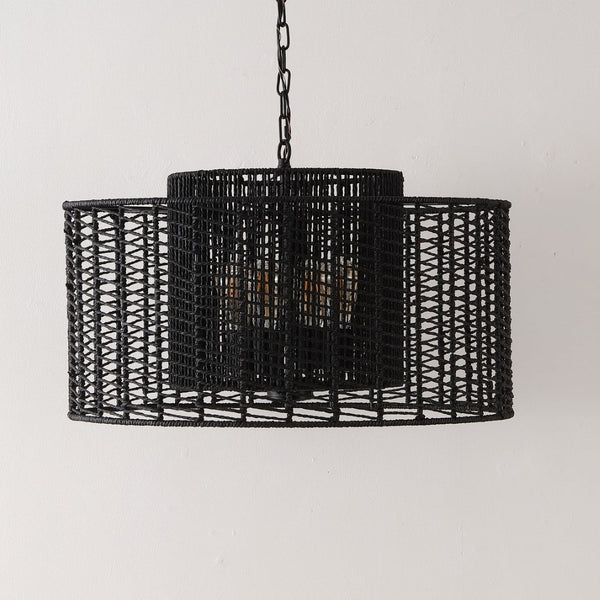 Safavieh BRYNORA, 4-Light Extendable Pendant with Paper Rope Accent for Versatile, Stylish Interior Lighting Black PND4190B