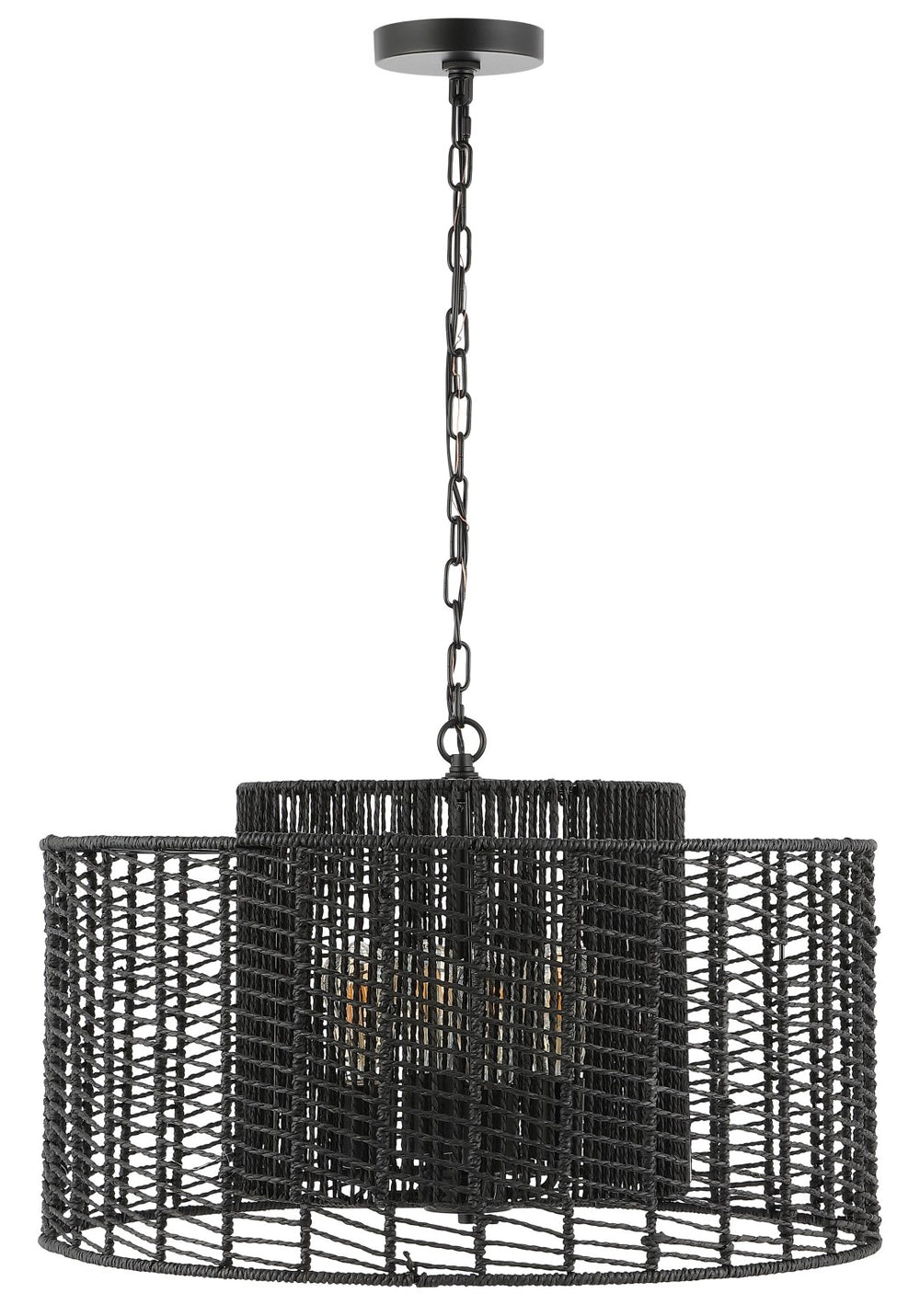 Safavieh BRYNORA, 4-Light Extendable Pendant with Paper Rope Accent for Versatile, Stylish Interior Lighting Black PND4190B