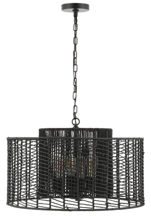 Safavieh BRYNORA, 4-Light Extendable Pendant with Paper Rope Accent for Versatile, Stylish Interior Lighting Black PND4190B