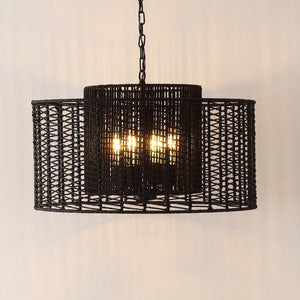 Safavieh BRYNORA, 4-Light Extendable Pendant with Paper Rope Accent for Versatile, Stylish Interior Lighting Black PND4190B