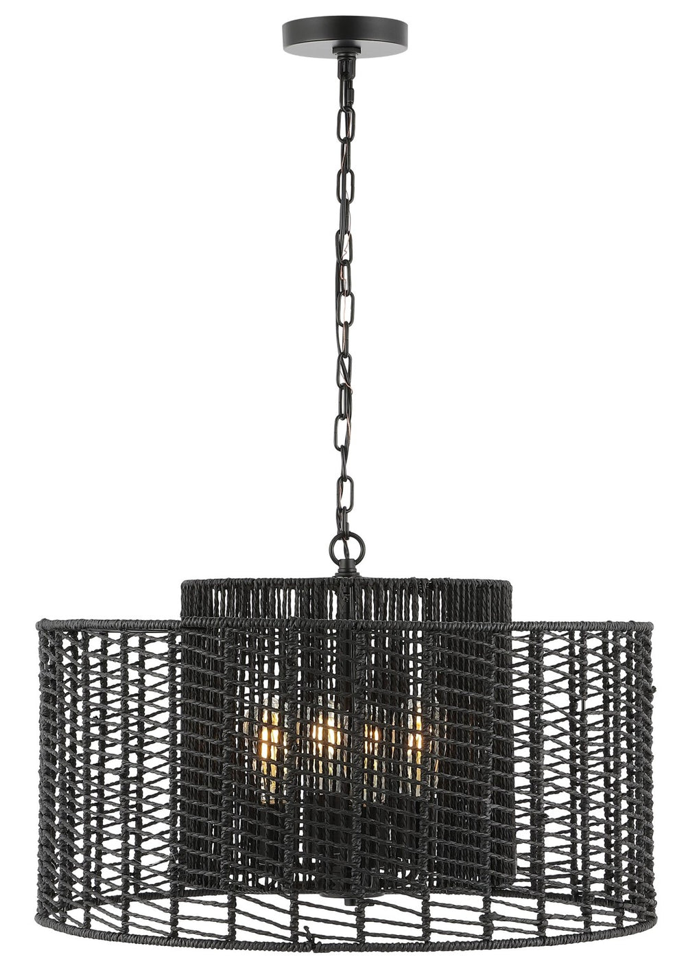 Safavieh BRYNORA, 4-Light Extendable Pendant with Paper Rope Accent for Versatile, Stylish Interior Lighting Black PND4190B