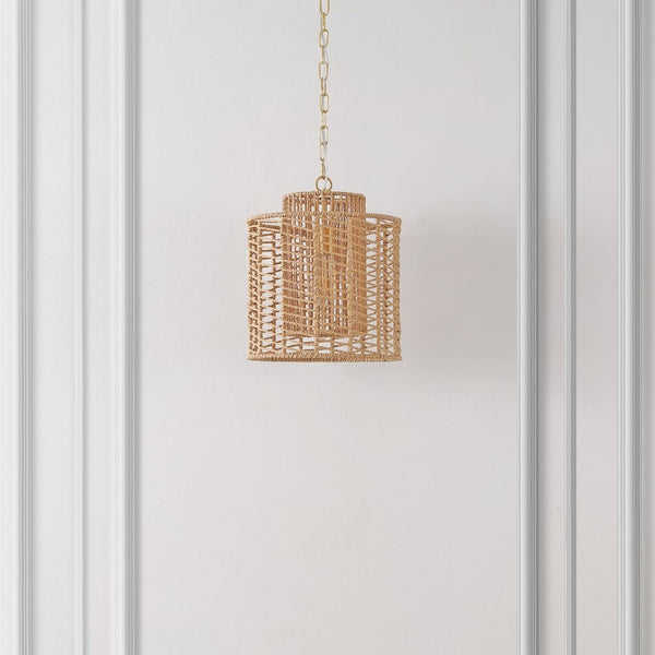 Safavieh RYOA, Adjustable Pendant Light with Paper Shade and Iron Frame for Modern Home Décor and Style Natural / Gold PND4191A