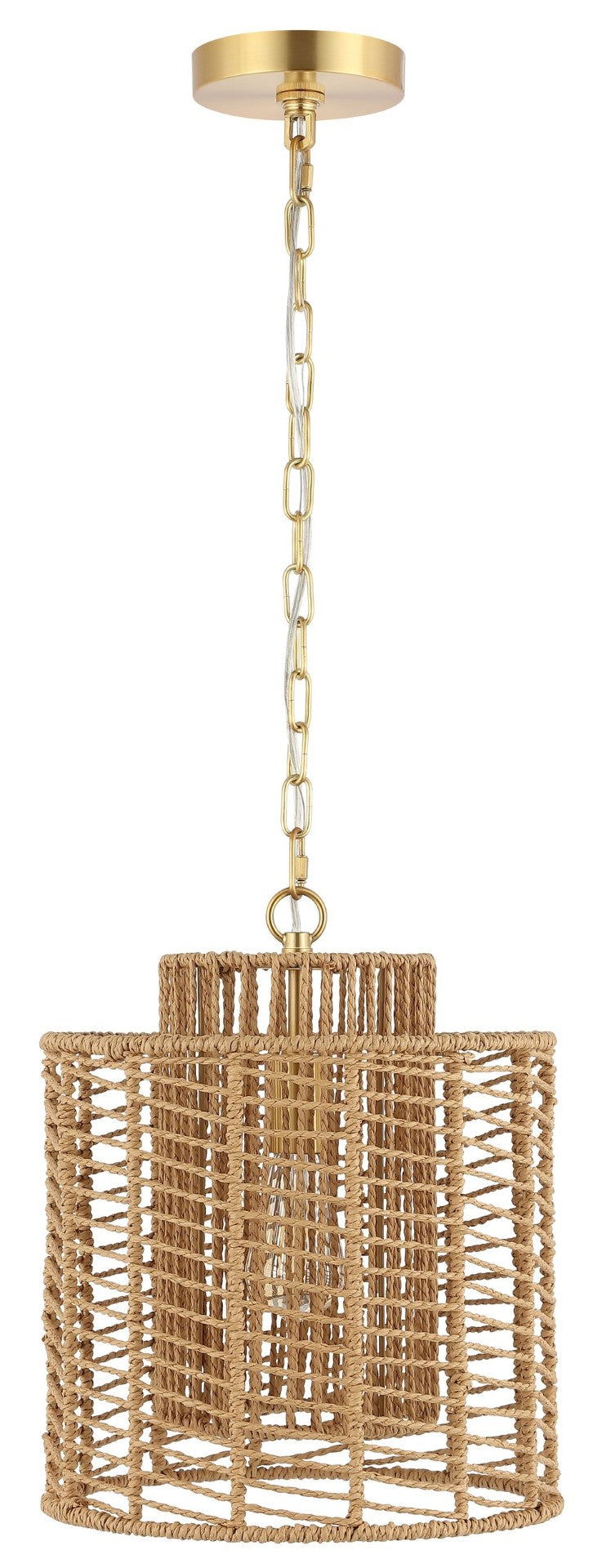 Safavieh RYOA, Adjustable Pendant Light with Paper Shade and Iron Frame for Modern Home Décor and Style Natural / Gold PND4191A