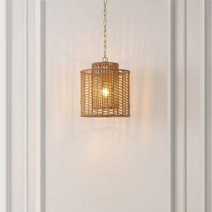 Safavieh RYOA, Adjustable Pendant Light with Paper Shade and Iron Frame for Modern Home Décor and Style Natural / Gold PND4191A