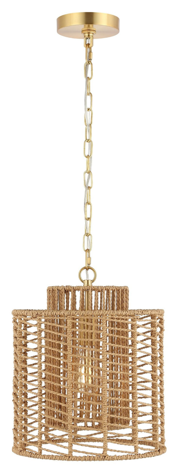 Safavieh RYOA, Adjustable Pendant Light with Paper Shade and Iron Frame for Modern Home Décor and Style Natural / Gold PND4191A