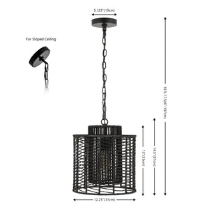 Safavieh RYOA, Adjustable Pendant Light with Paper Shade and Iron Frame for Modern Home Décor and Style Black PND4191B