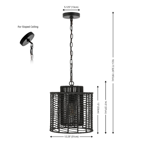 Safavieh RYOA, Adjustable Pendant Light with Paper Shade and Iron Frame for Modern Home Décor and Style Black PND4191B