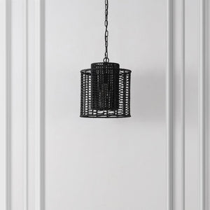 Safavieh RYOA, Adjustable Pendant Light with Paper Shade and Iron Frame for Modern Home Décor and Style Black PND4191B