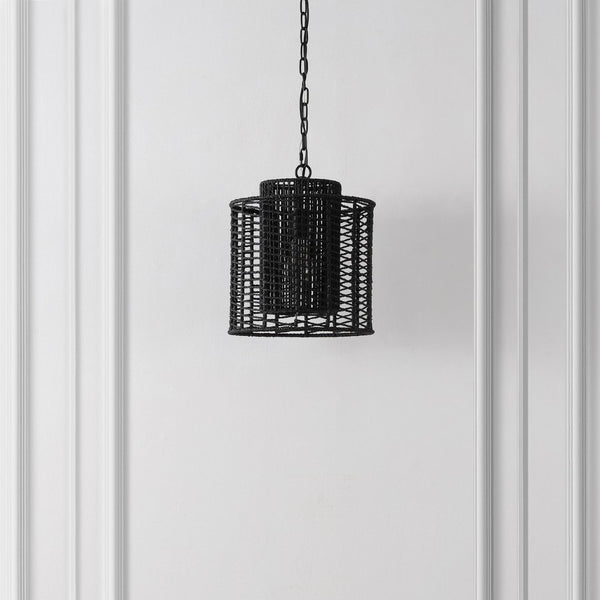 Safavieh RYOA, Adjustable Pendant Light with Paper Shade and Iron Frame for Modern Home Décor and Style Black PND4191B