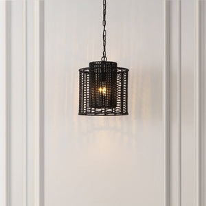 Safavieh RYOA, Adjustable Pendant Light with Paper Shade and Iron Frame for Modern Home Décor and Style Black PND4191B