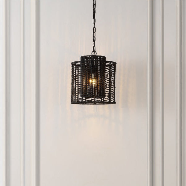 Safavieh RYOA, Adjustable Pendant Light with Paper Shade and Iron Frame for Modern Home Décor and Style Black PND4191B