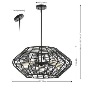 Safavieh BRIZA, 5-Light Extendable Pendant, Black Iron with Paper Shades for Timeless Contemporary Elegance PND4192A