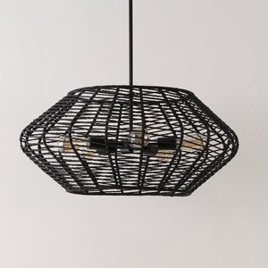 Safavieh BRIZA, 5-Light Extendable Pendant, Black Iron with Paper Shades for Timeless Contemporary Elegance PND4192A