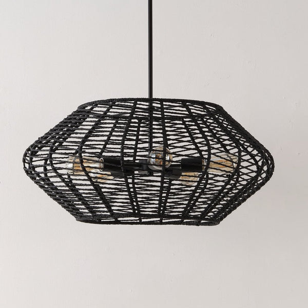 Safavieh BRIZA, 5-Light Extendable Pendant, Black Iron with Paper Shades for Timeless Contemporary Elegance PND4192A