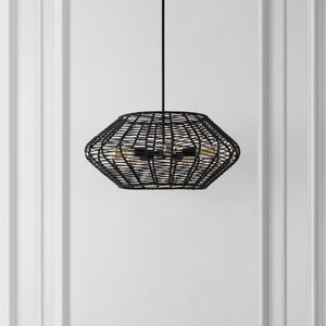 Safavieh BRIZA, 5-Light Extendable Pendant, Black Iron with Paper Shades for Timeless Contemporary Elegance PND4192A
