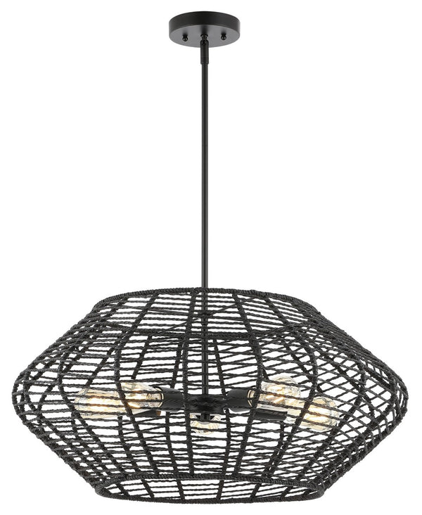 Safavieh BRIZA, 5-Light Extendable Pendant, Black Iron with Paper Shades for Timeless Contemporary Elegance PND4192A