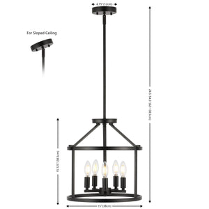 Safavieh Navassa 5 Lt 15 Inch Pendant XII23 Black  PND4193A