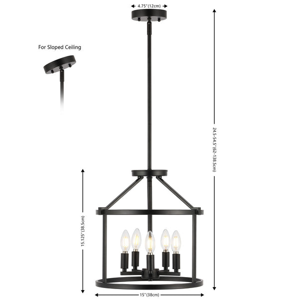 Safavieh Navassa 5 Lt 15 Inch Pendant XII23 Black  PND4193A