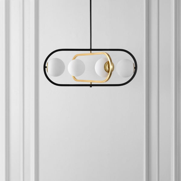 Safavieh URBANA, 4-Light Adjustable Pendant - Black & Brass Iron Fixture for Modern Dining & Entry Spaces PND4194A